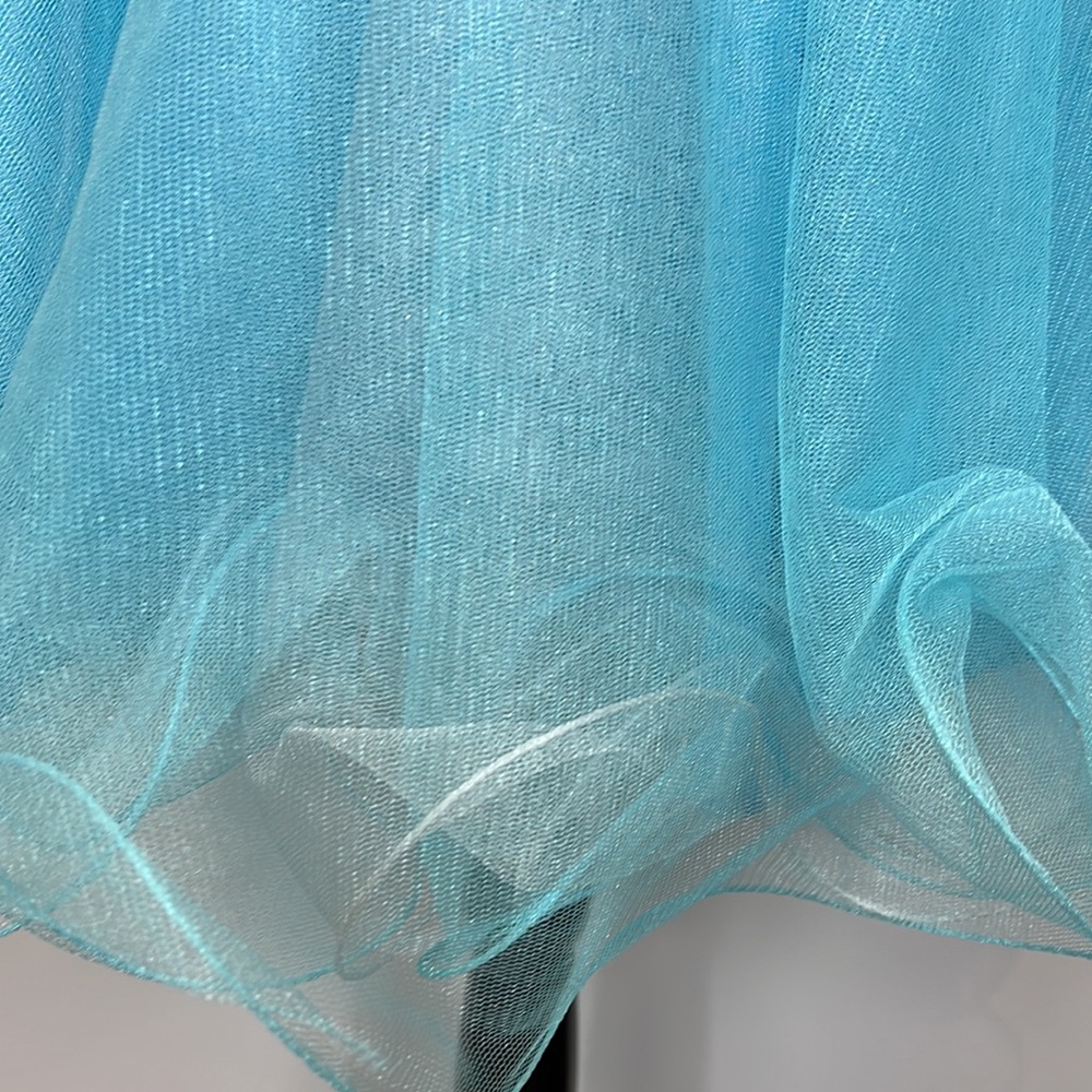 Tony Bowls Aqua Blue Formal Cocktail Prom Graduation Dress Mirrored Appliqué - Picture 11 of 16